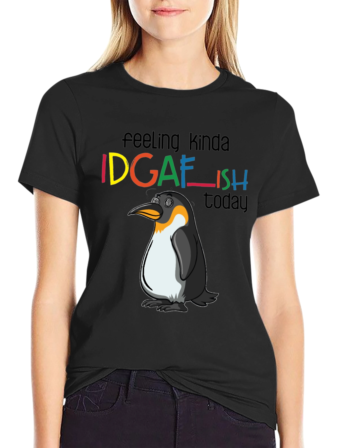 IDGAFish Penguin Black Graphic Tee