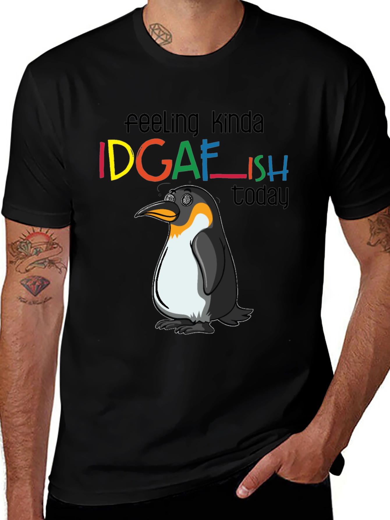 IDGAFish Penguin Black Graphic Tee