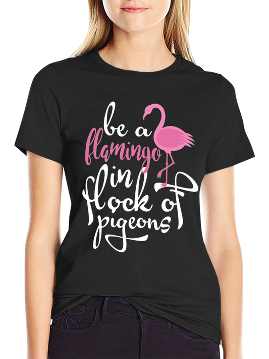 Be A Flamingo Graphic Print Black T-Shirt