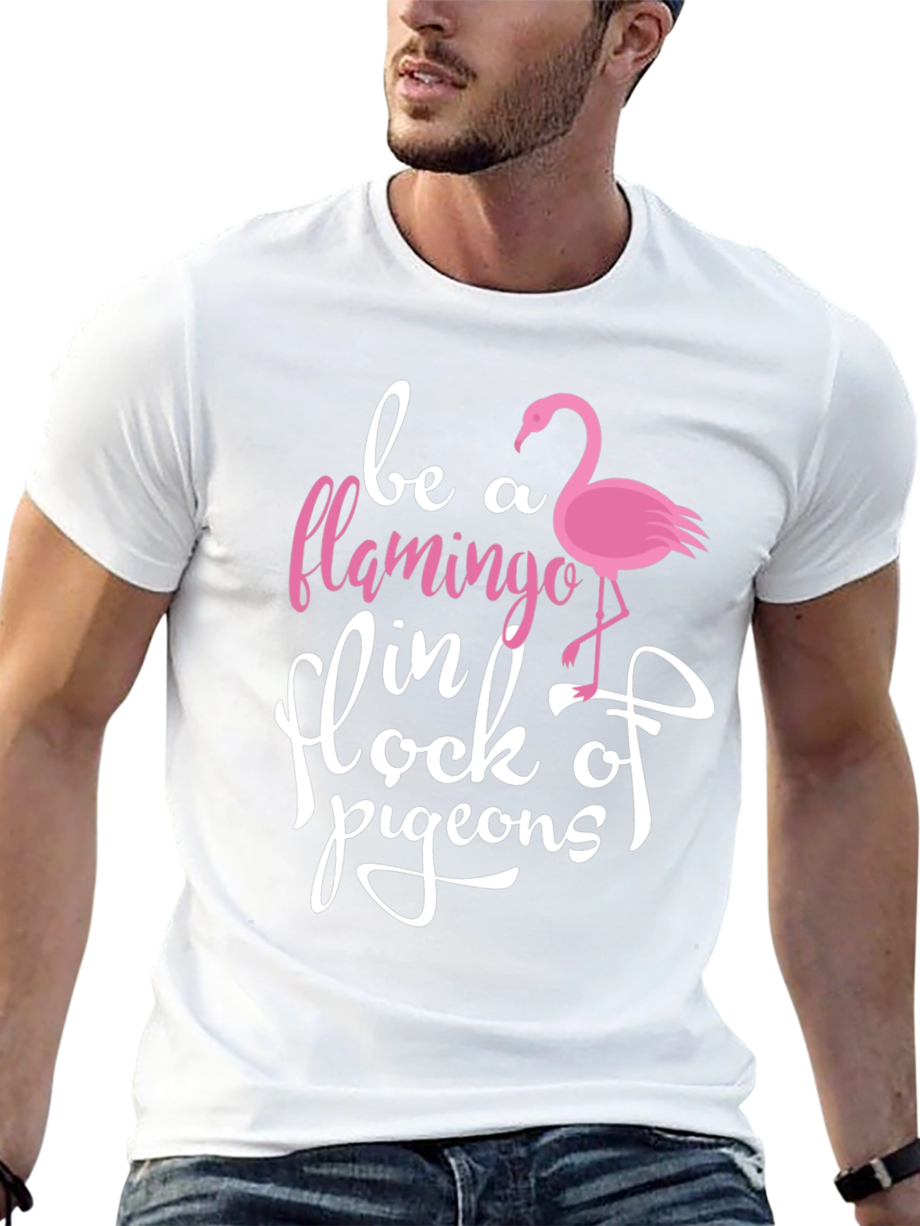 Be A Flamingo Graphic Print Black T-Shirt