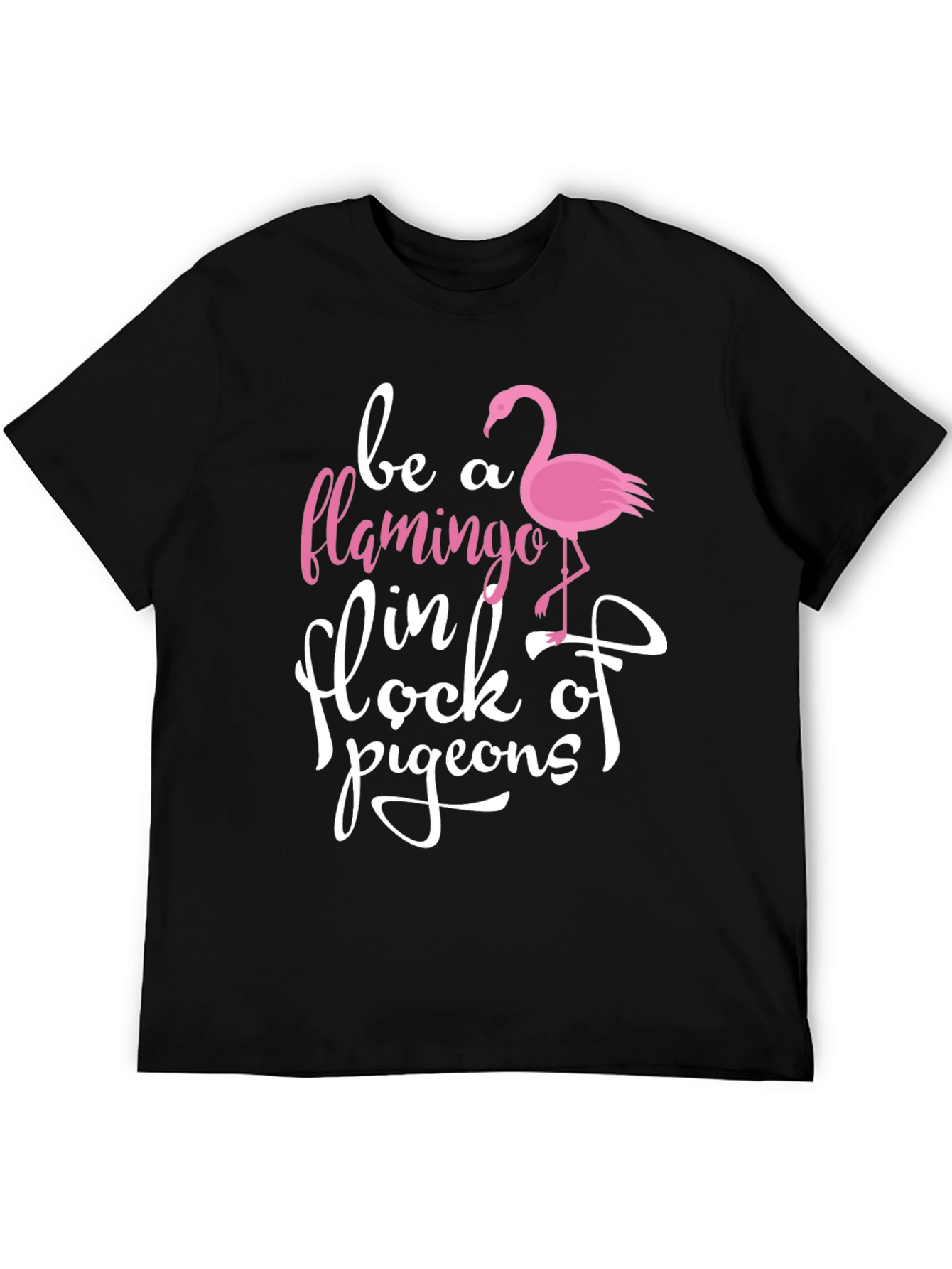 Be A Flamingo Graphic Print Black T-Shirt