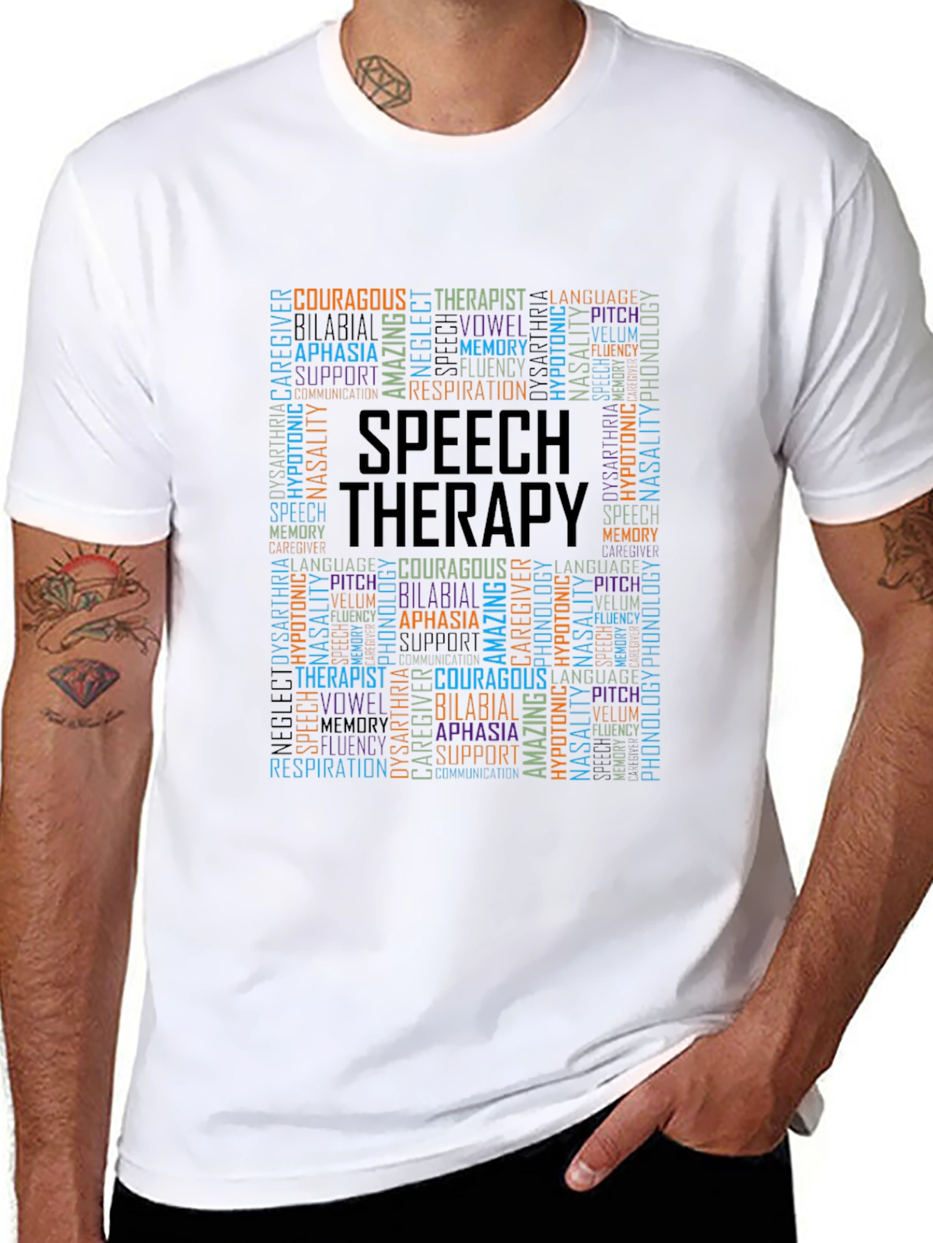 Speech Therapy Word Cloud Black T-Shirt