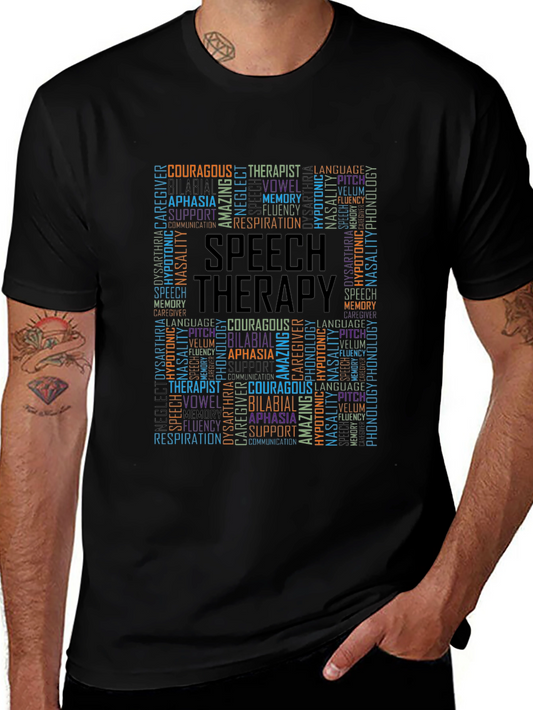 Speech Therapy Word Cloud Black T-Shirt