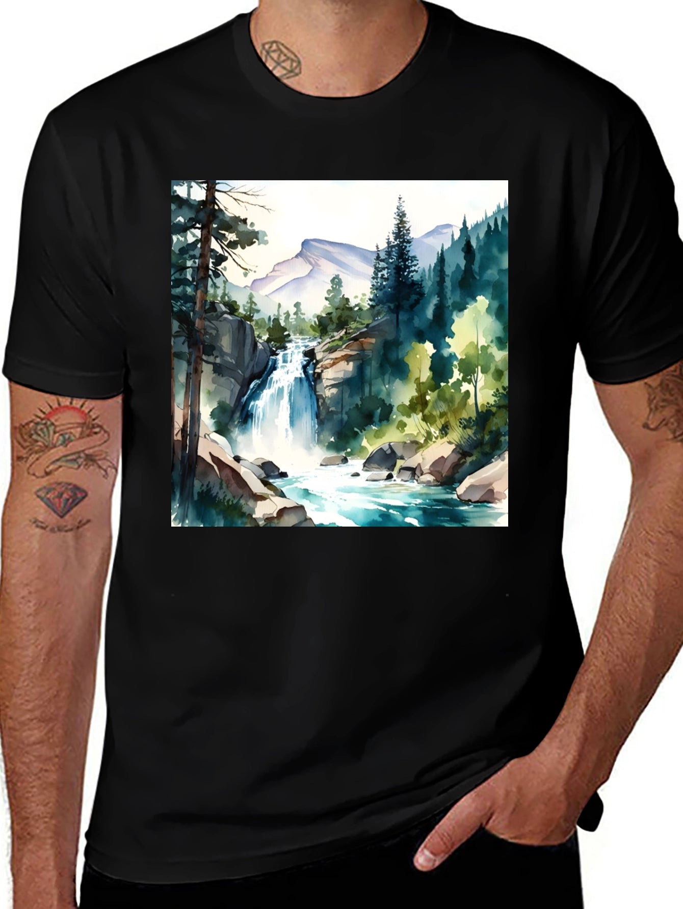 Watercolor Waterfall Graphic Tee