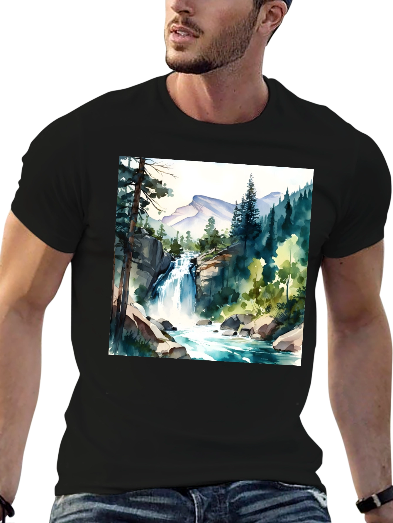Watercolor Waterfall Graphic Tee
