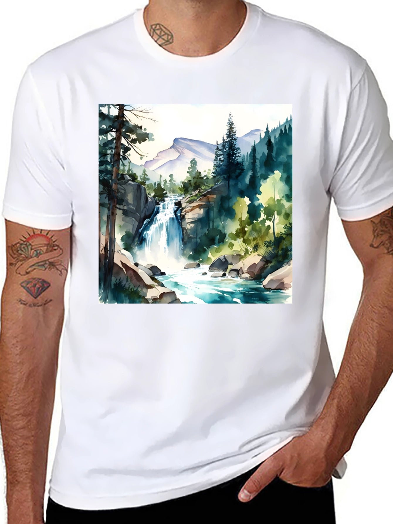 Watercolor Waterfall Graphic Tee