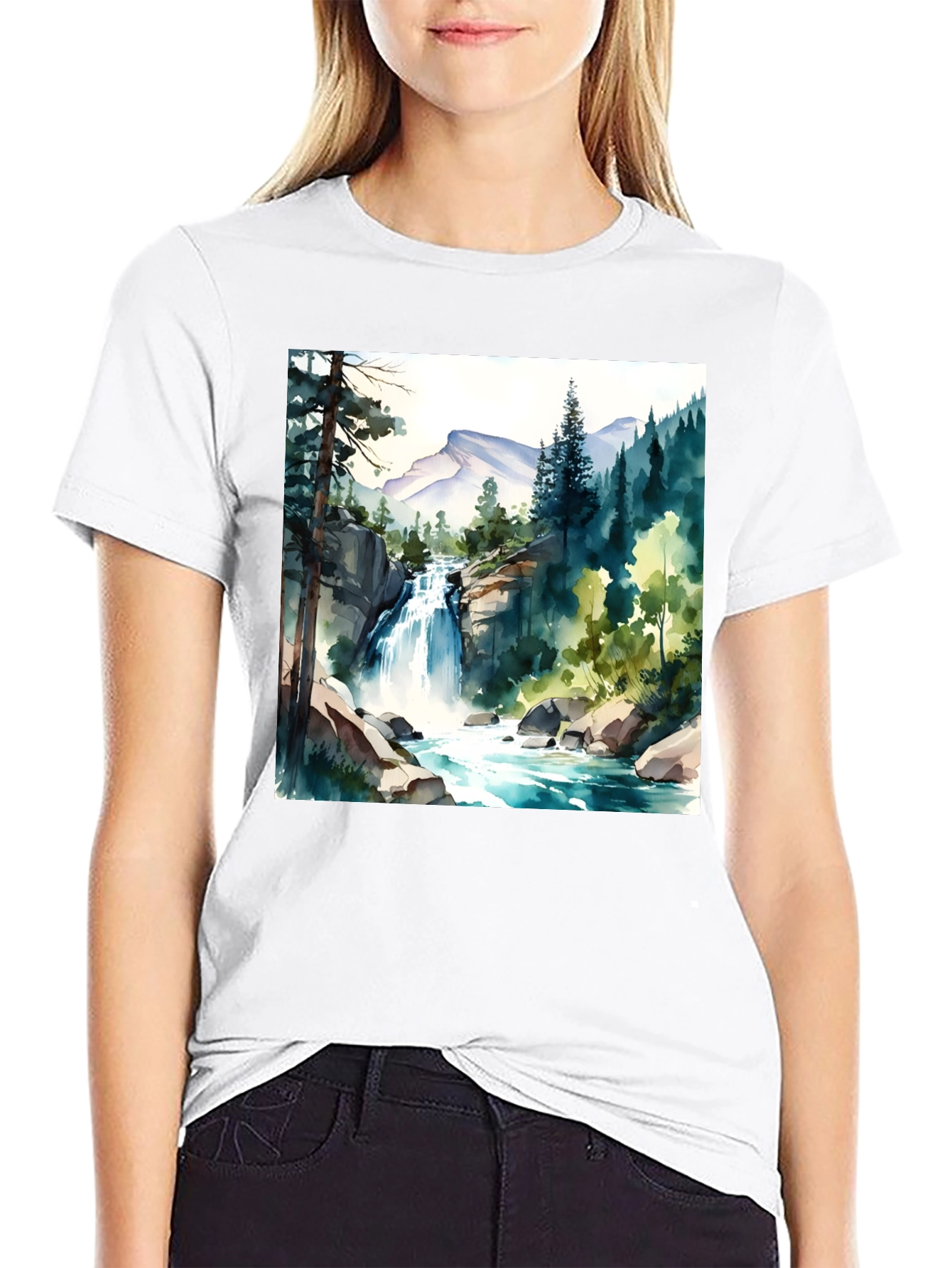 Watercolor Waterfall Graphic Tee