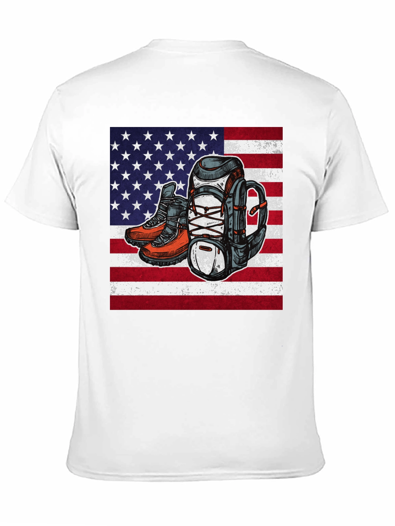 Hiking Adventure T-Shirt - American Flag Design