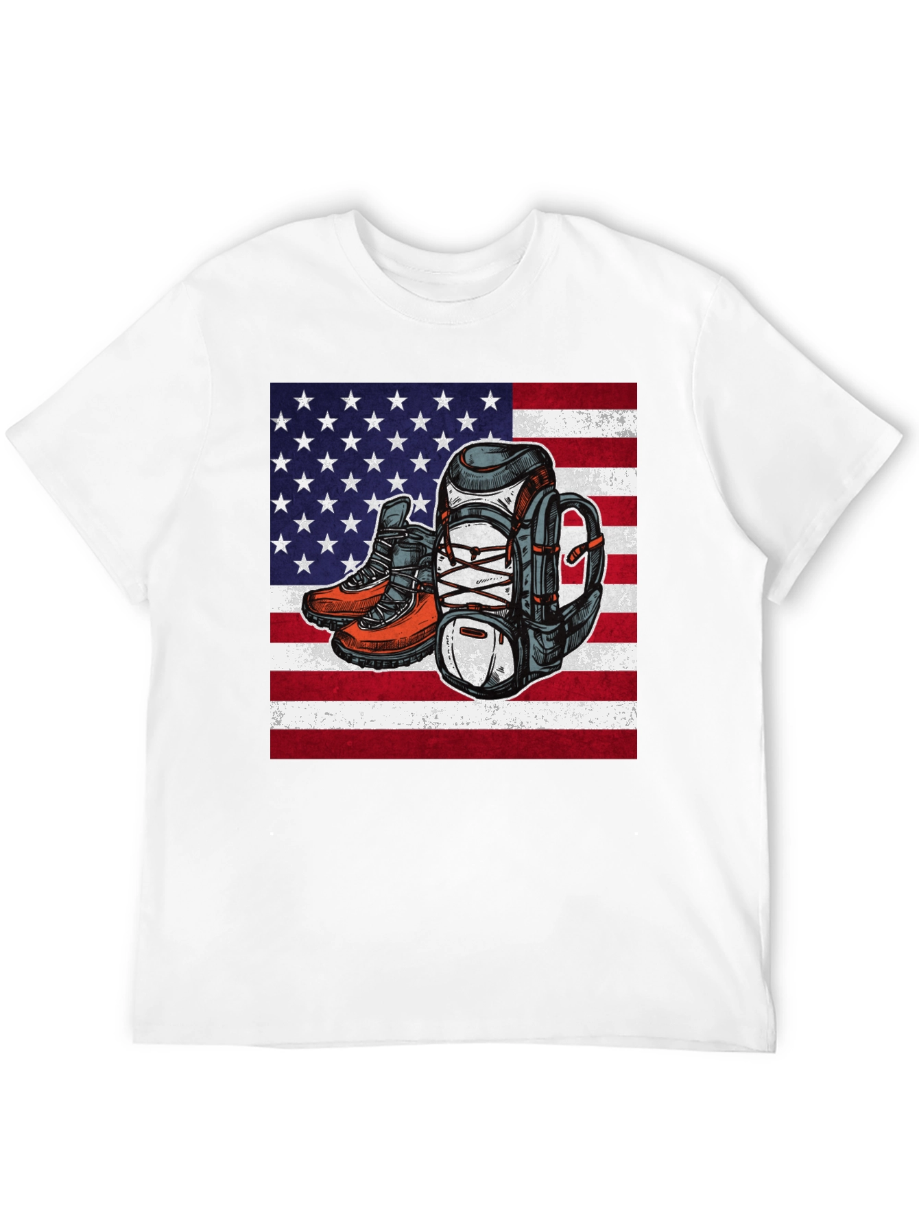 Hiking Adventure T-Shirt - American Flag Design