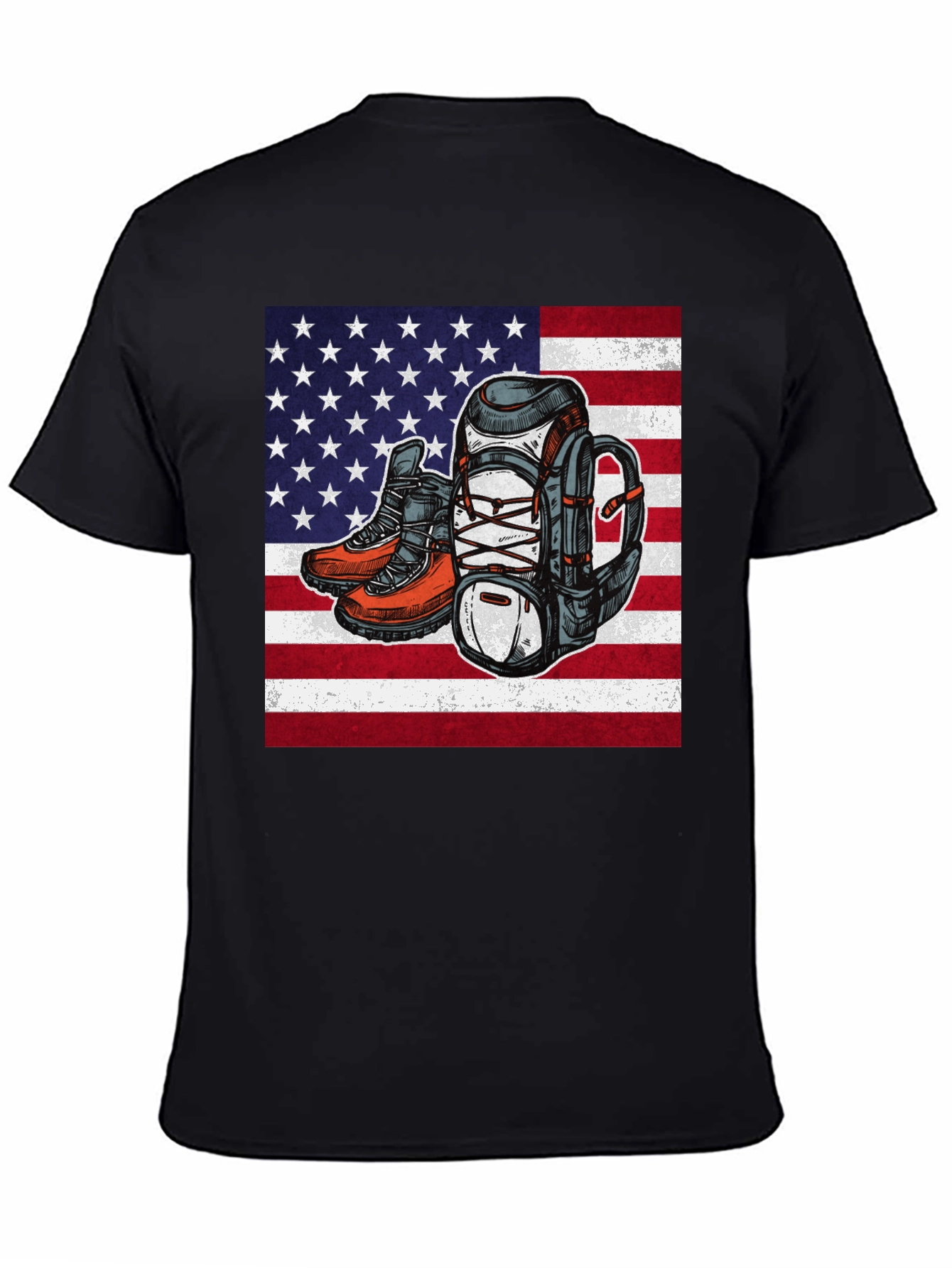 Hiking Adventure T-Shirt - American Flag Design