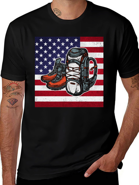 Hiking Adventure T-Shirt - American Flag Design