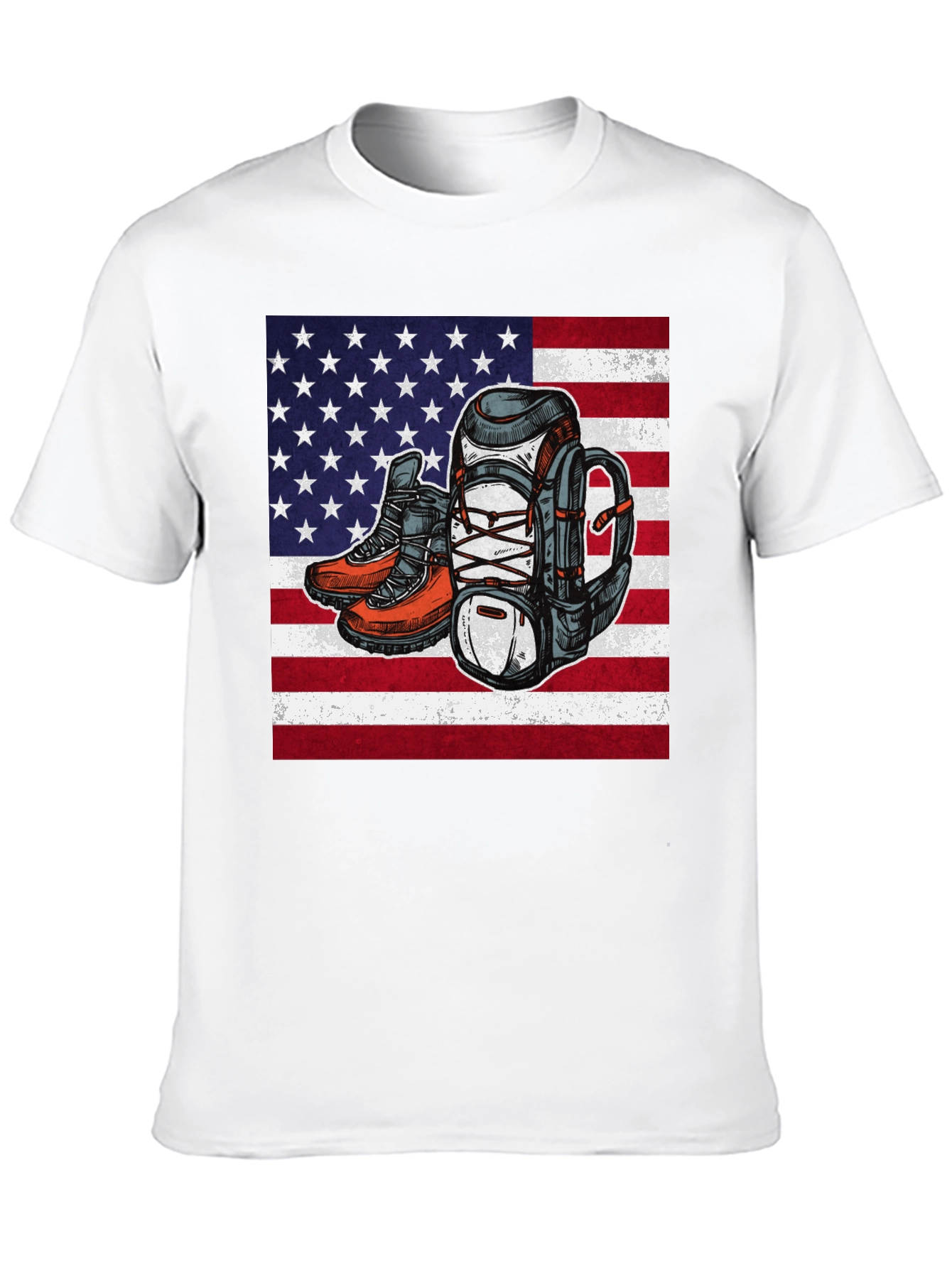 Hiking Adventure T-Shirt - American Flag Design