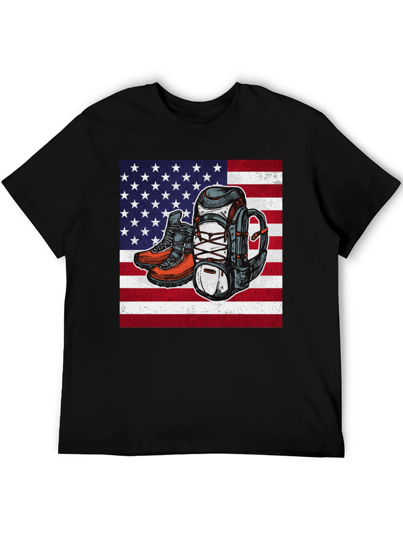 Hiking Adventure T-Shirt - American Flag Design