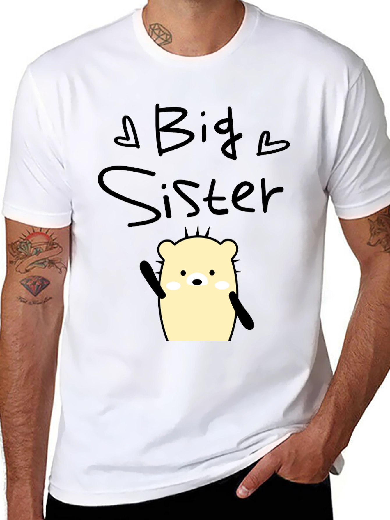 Big Sister Graphic T-Shirt - Cute Cartoon Bear