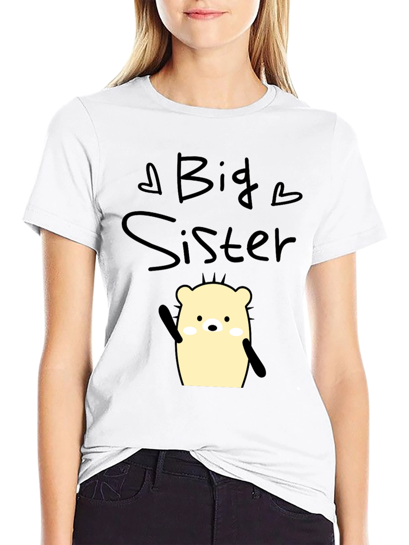 Big Sister Graphic T-Shirt - Cute Cartoon Bear