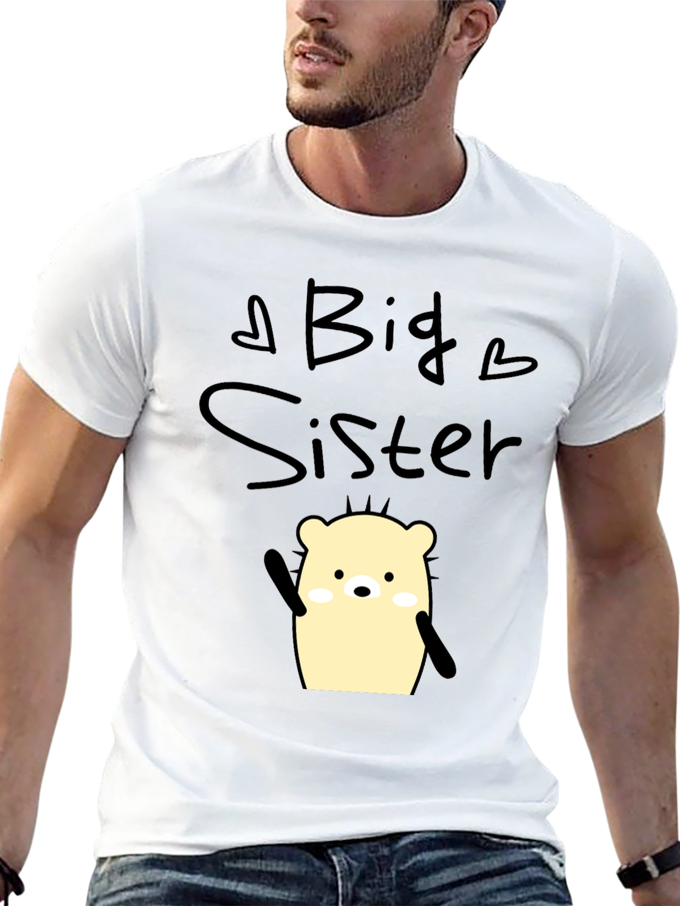 Big Sister Graphic T-Shirt - Cute Cartoon Bear