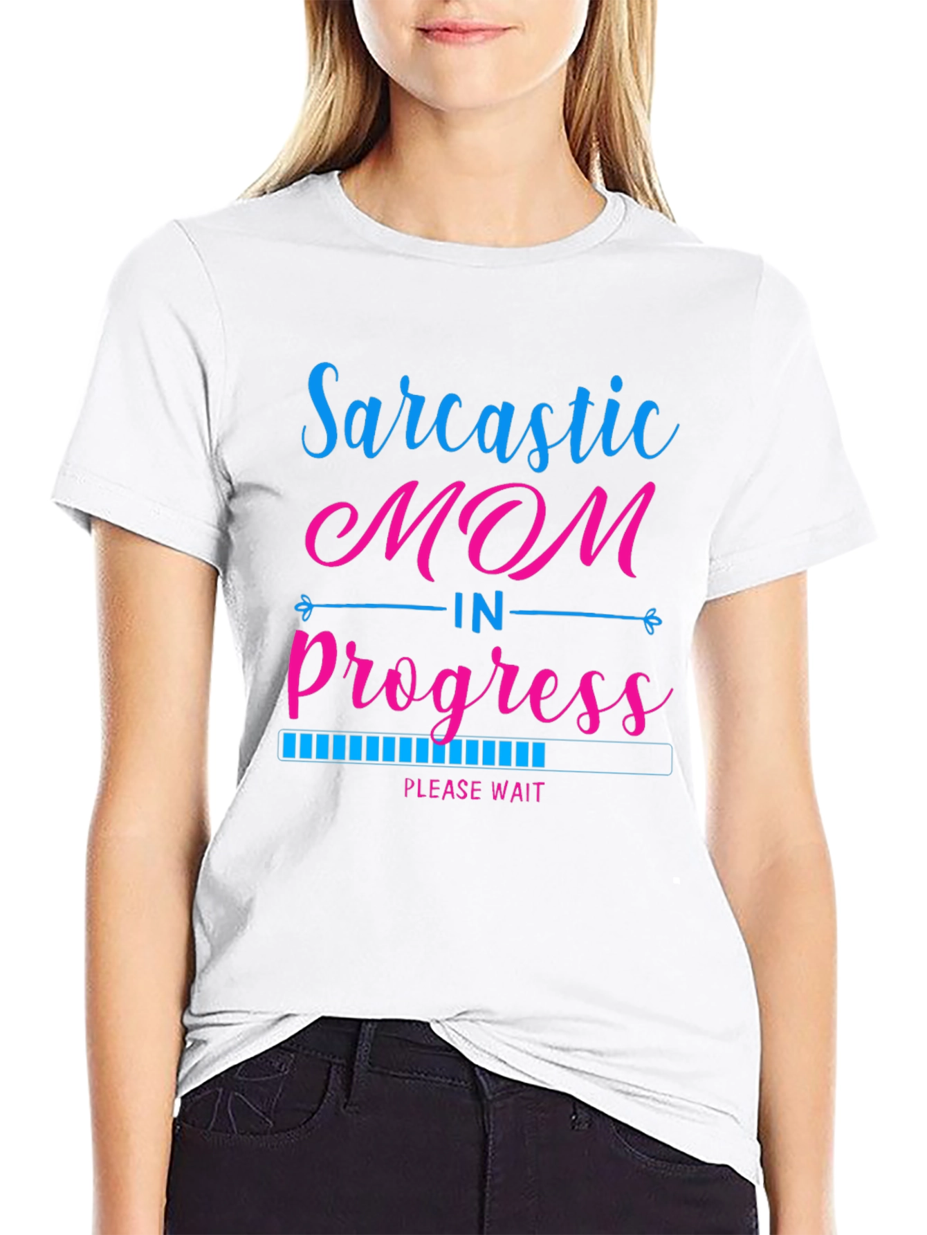 Sarcastic Mom in Progress Black T-Shirt