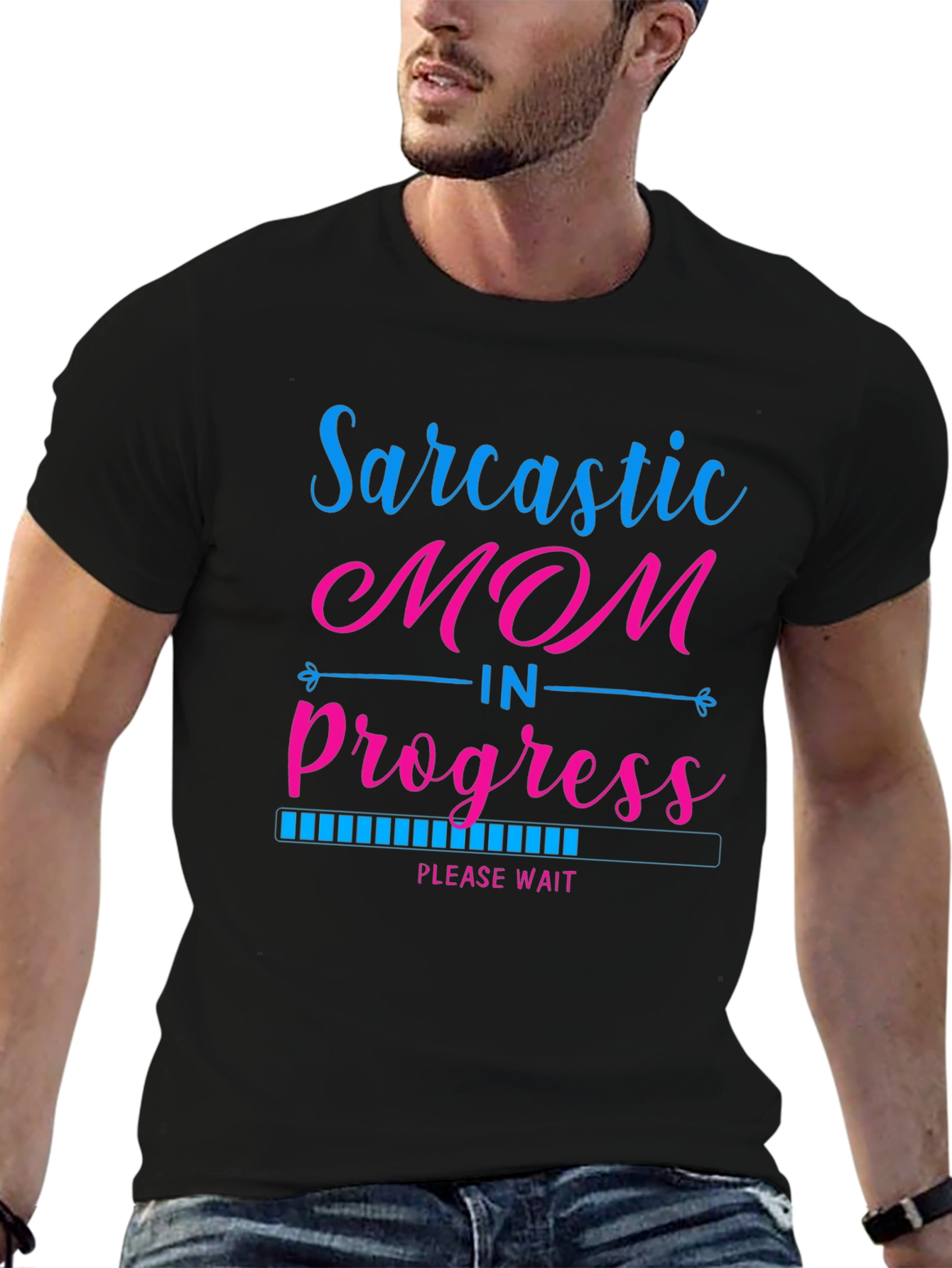 Sarcastic Mom in Progress Black T-Shirt
