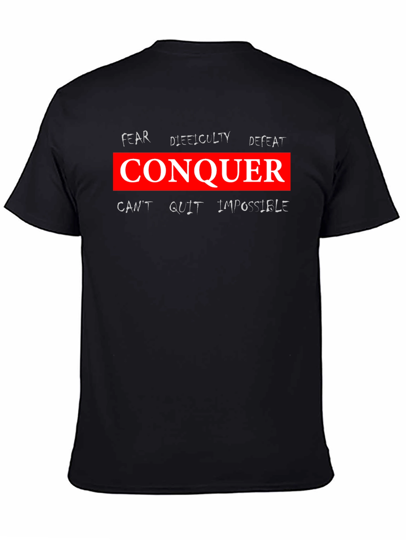 Conquer Graphic Tee - Motivational Black T-Shirt