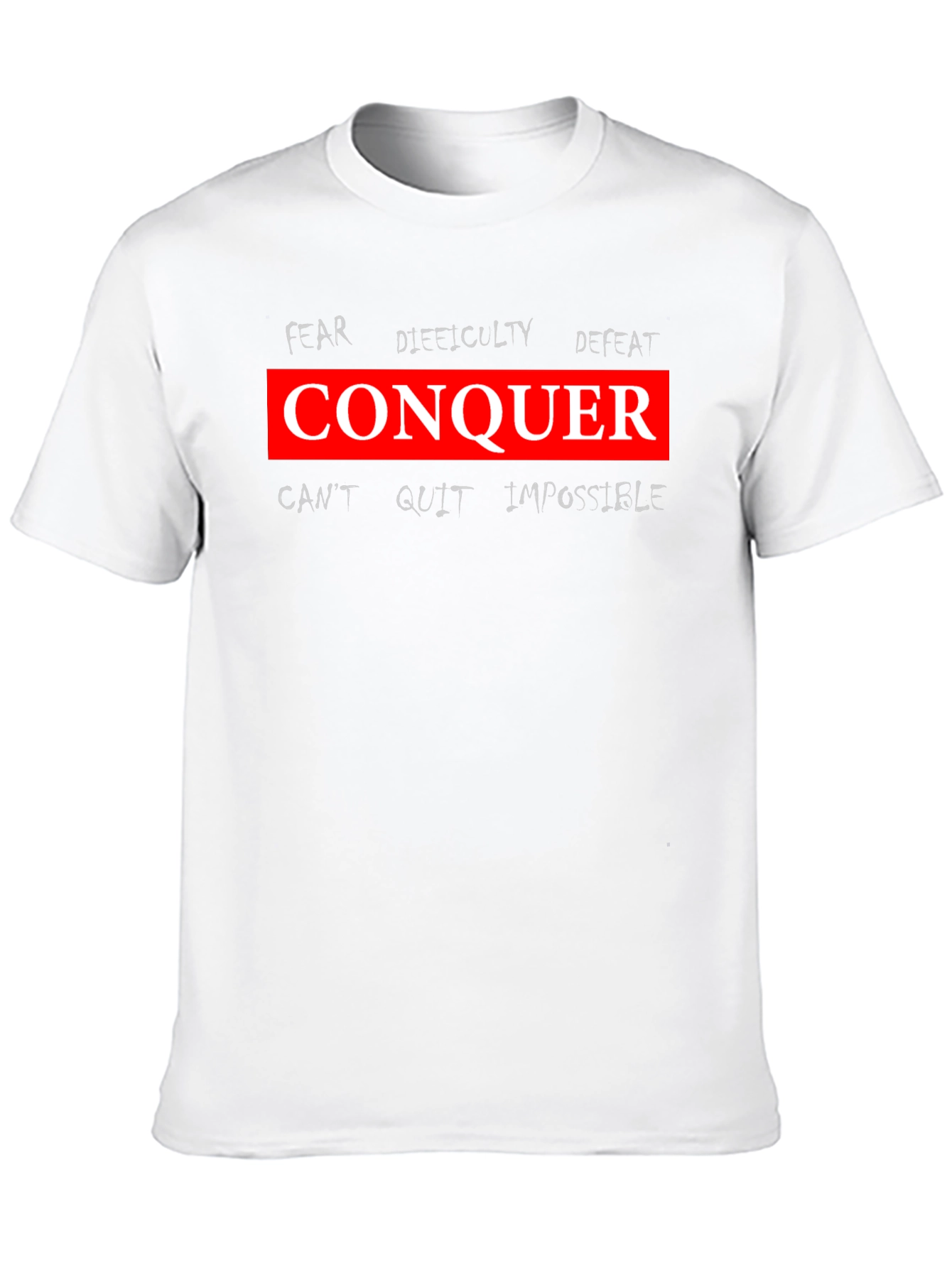 Conquer Graphic Tee - Motivational Black T-Shirt