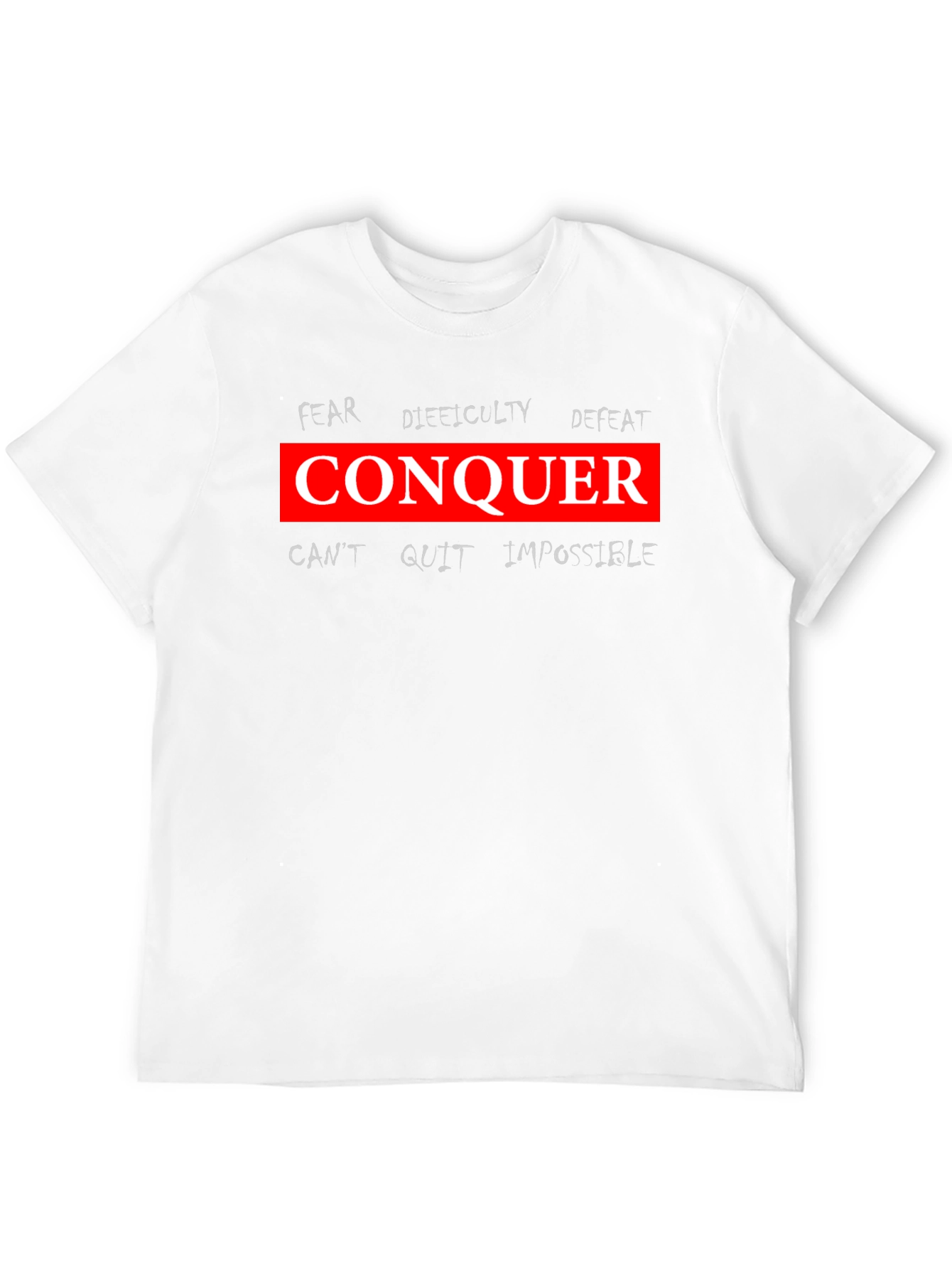 Conquer Graphic Tee - Motivational Black T-Shirt