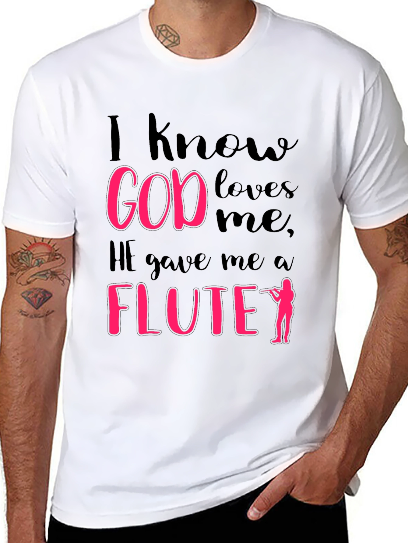 I Know God Loves Me Flute Player T-Shirt