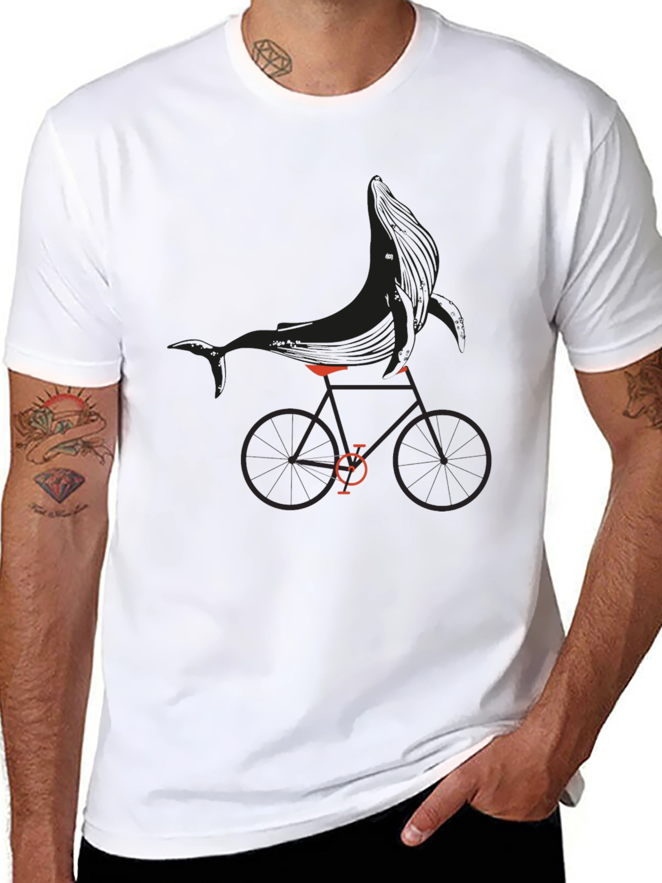 Whale on a Bike Graphic Tee - Black