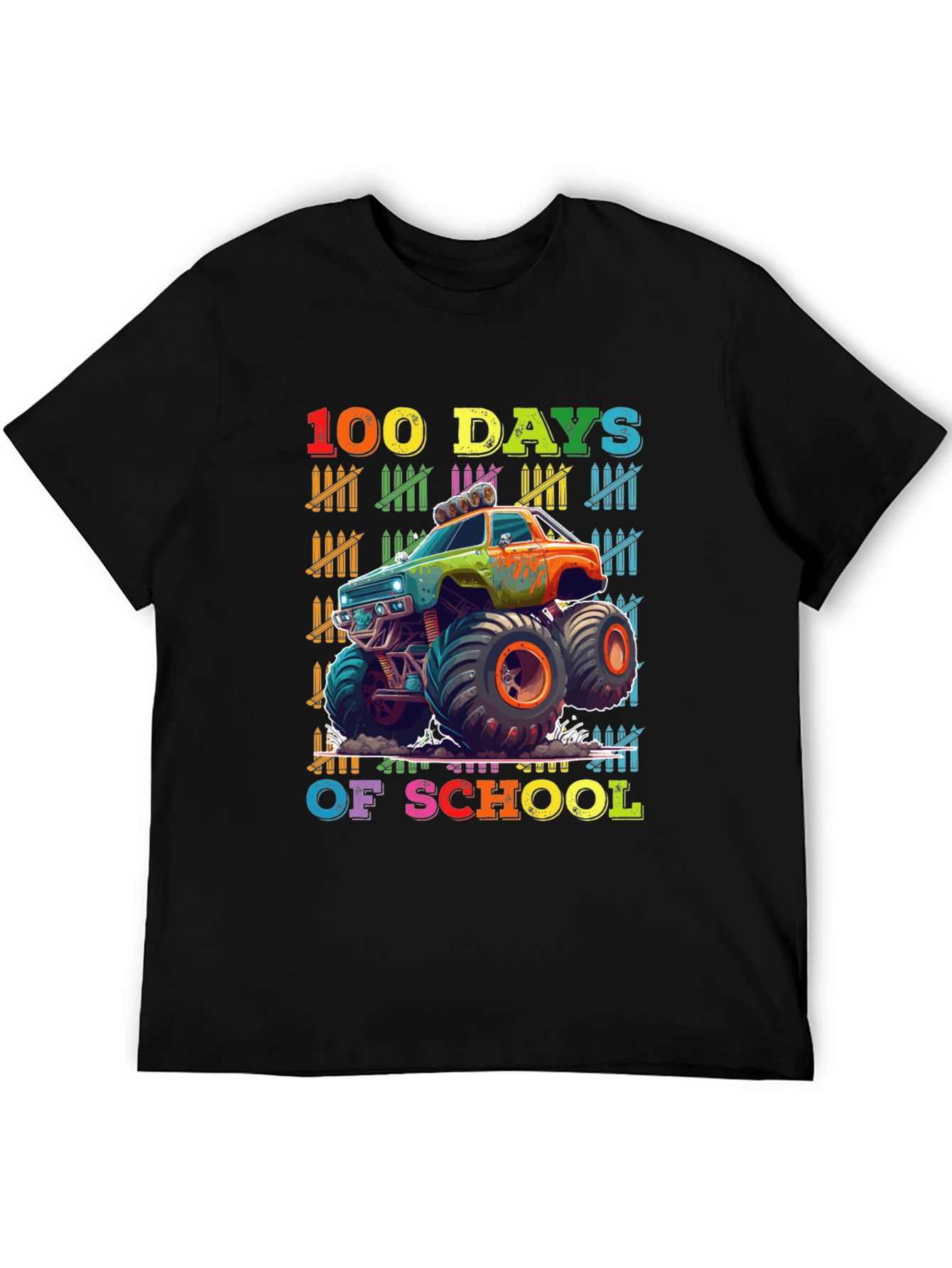 100 Days of School Monster Truck T-Shirt