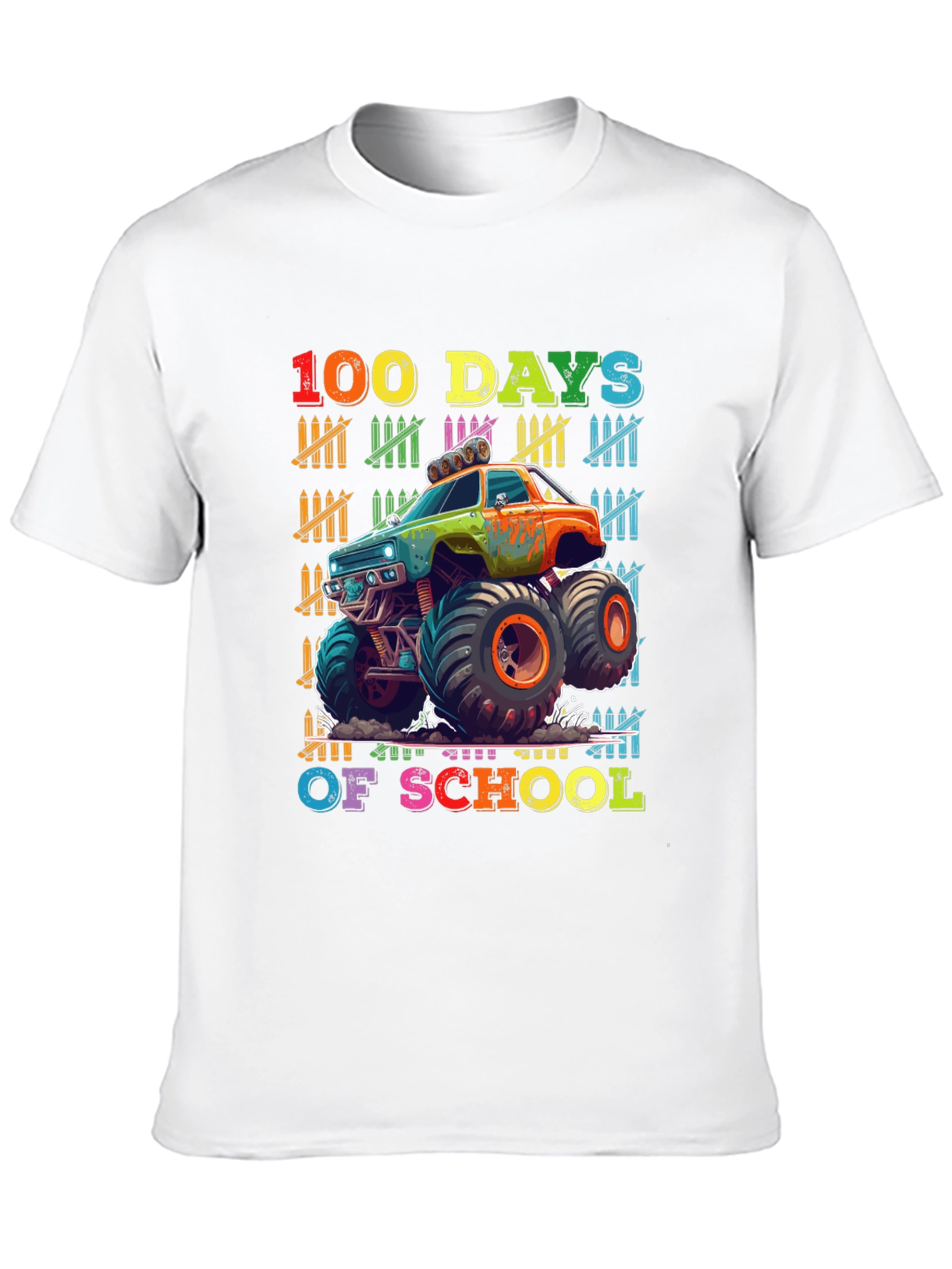 100 Days of School Monster Truck T-Shirt