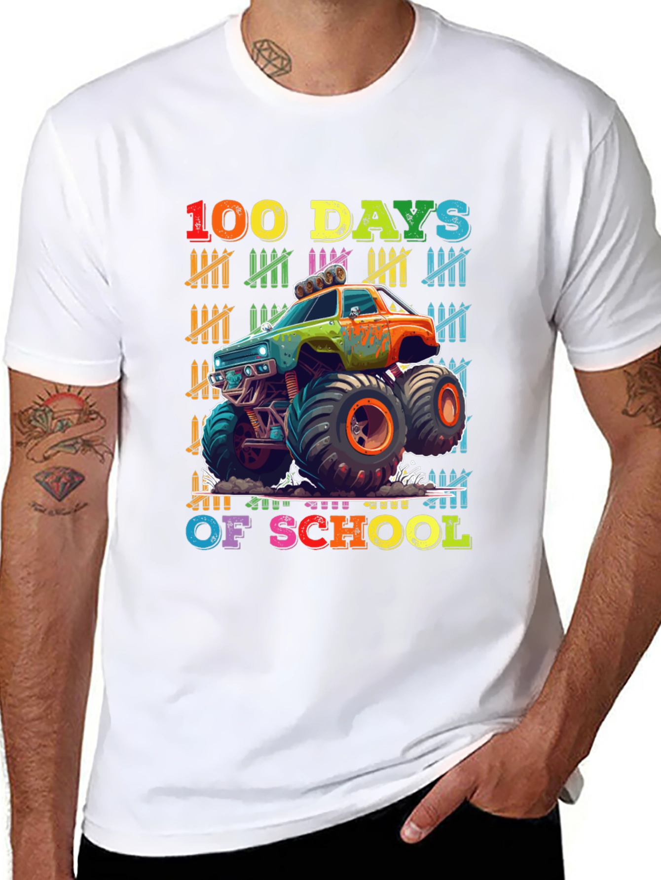 100 Days of School Monster Truck T-Shirt