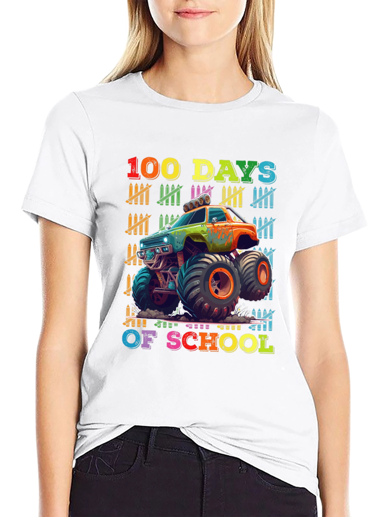 100 Days of School Monster Truck T-Shirt