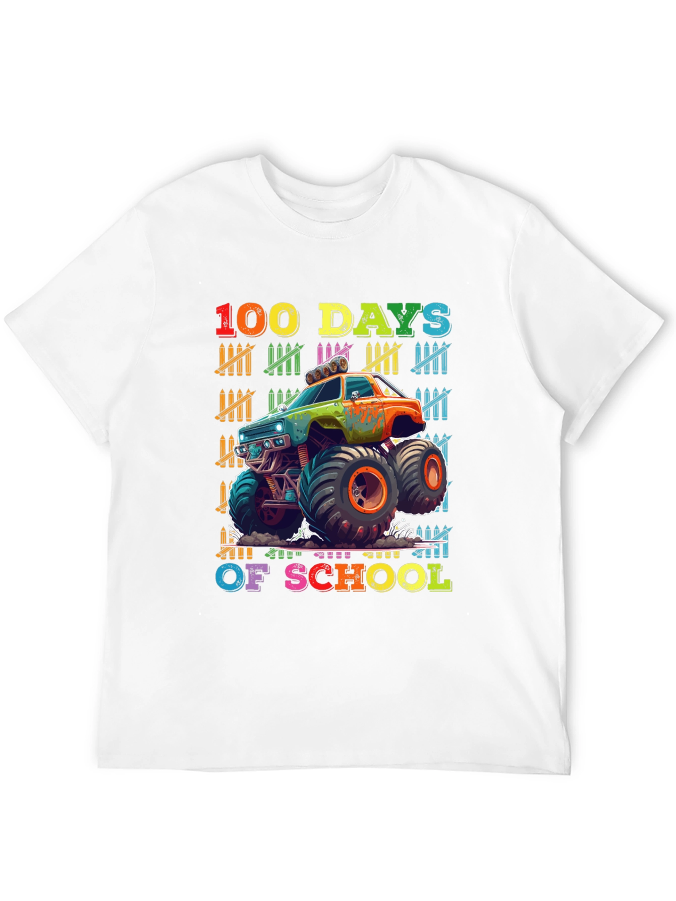 100 Days of School Monster Truck T-Shirt