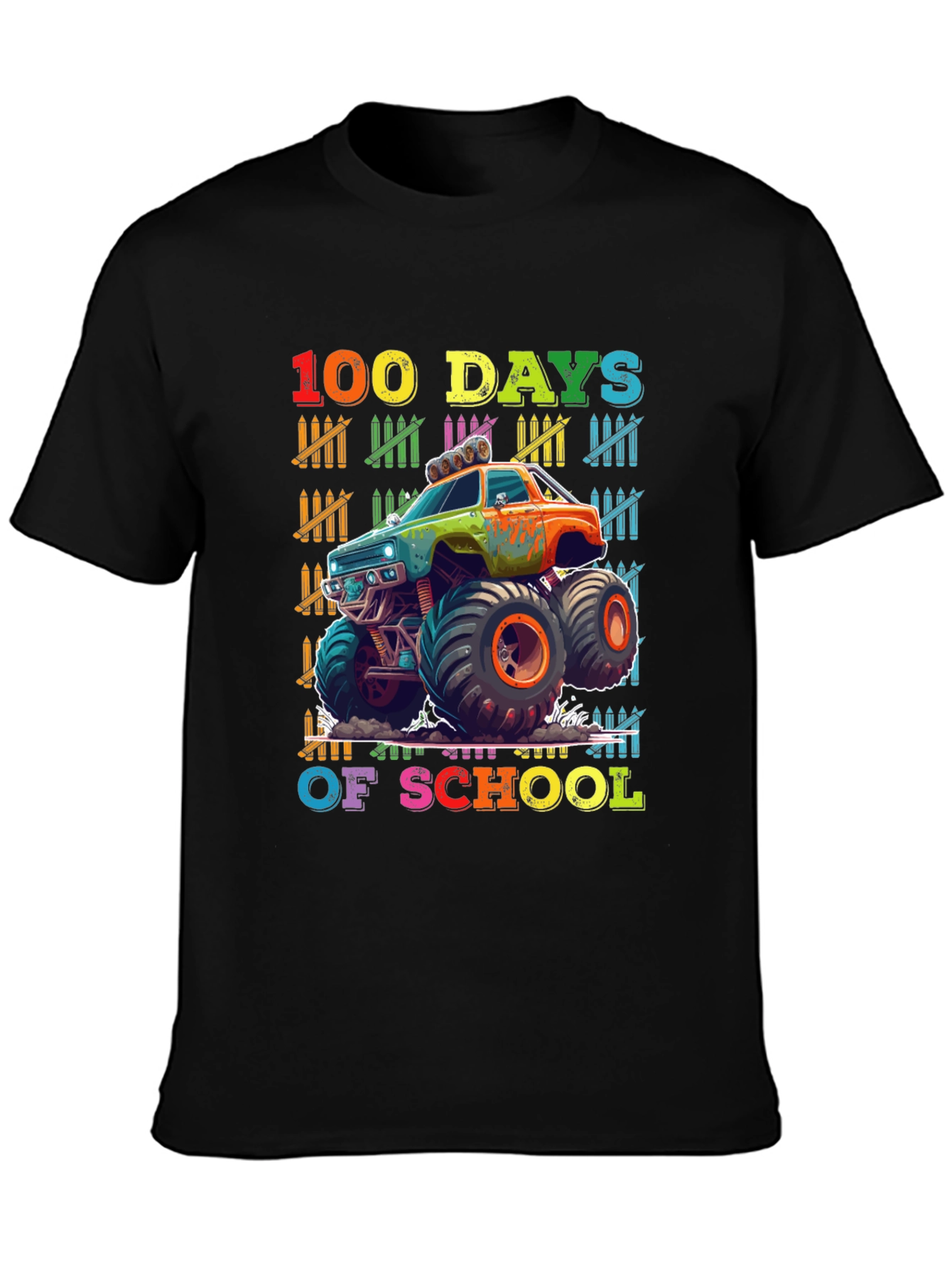 100 Days of School Monster Truck T-Shirt