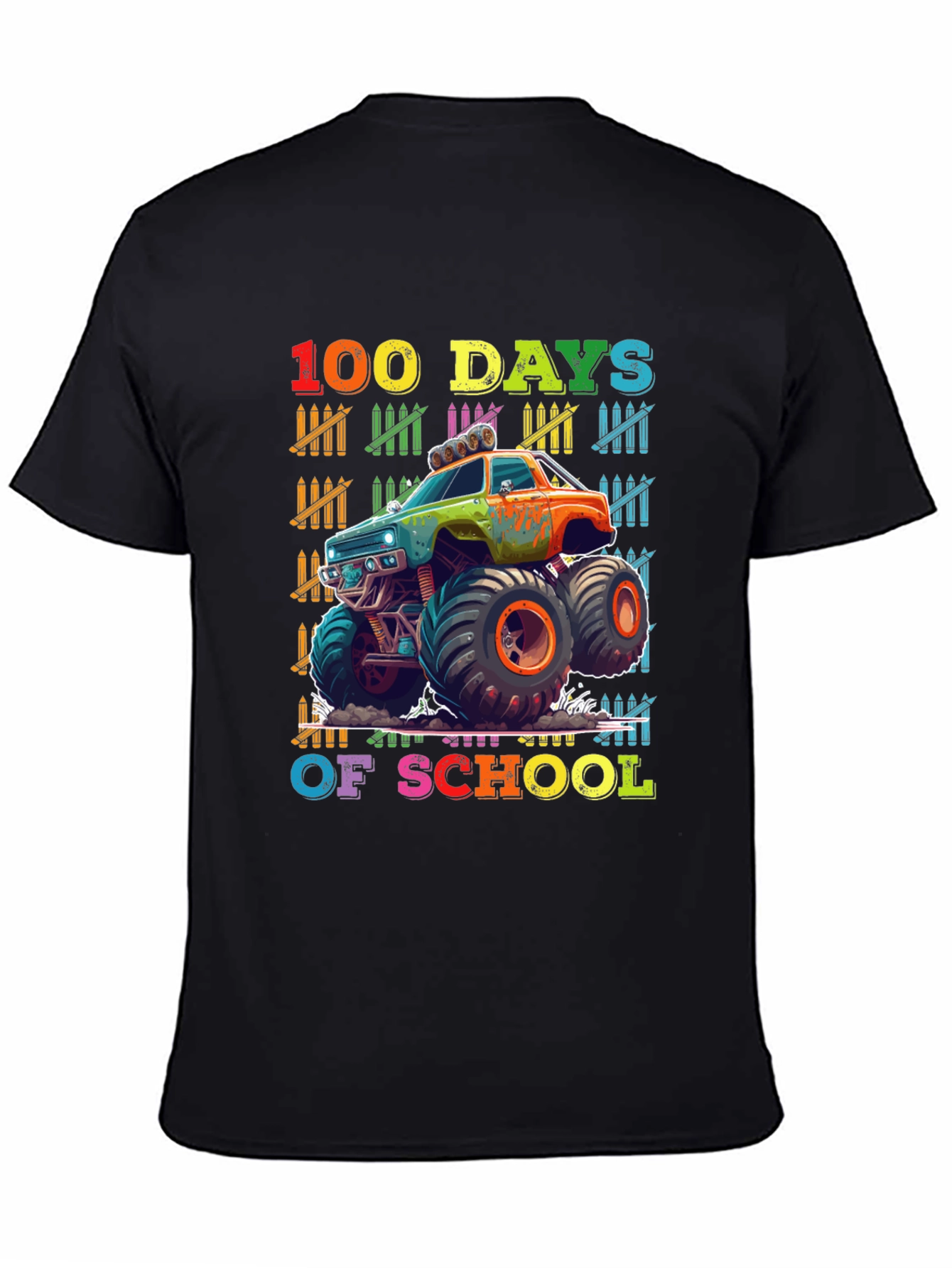 100 Days of School Monster Truck T-Shirt