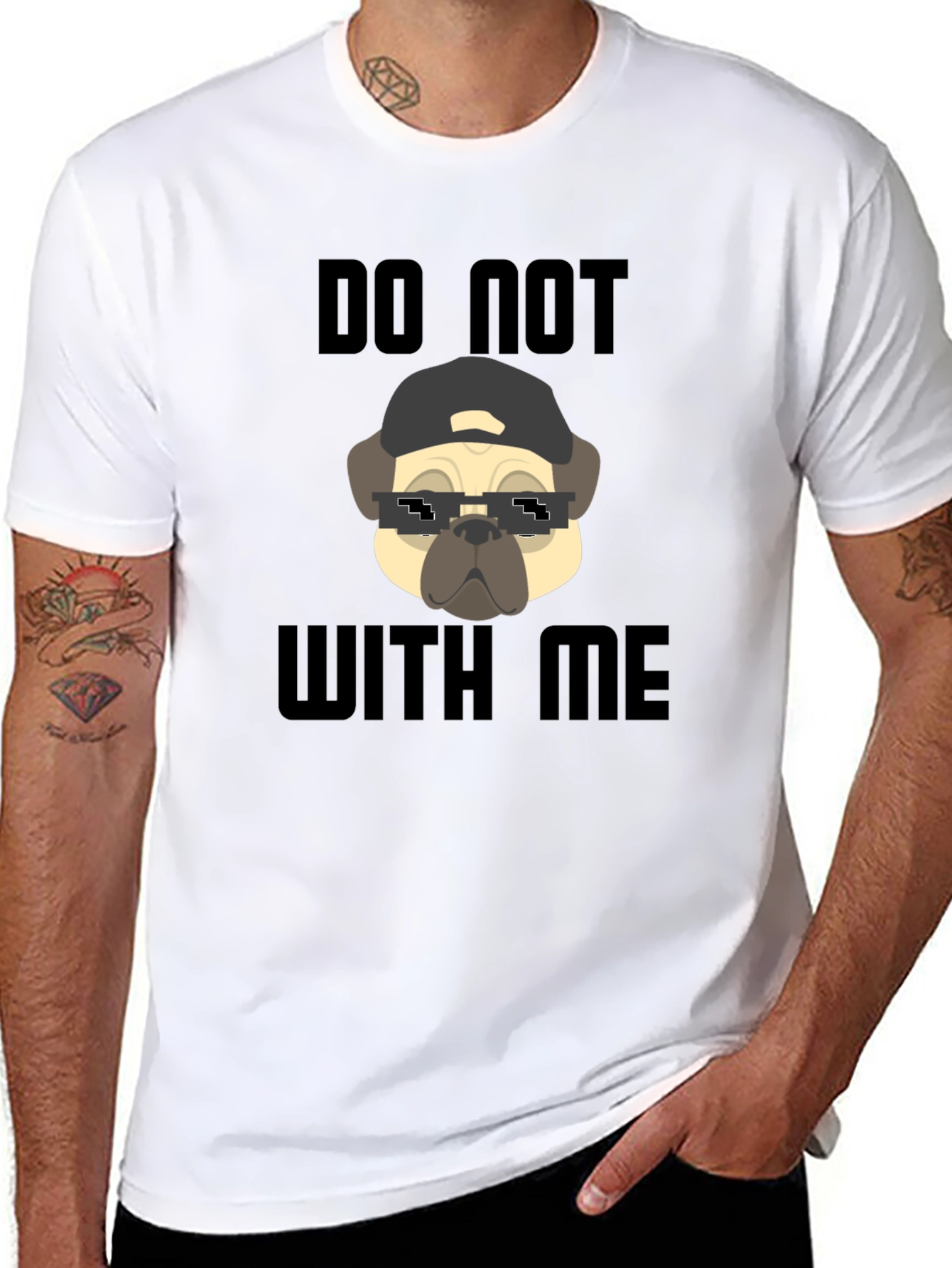 Funny Pug Do Not With Me Black T-Shirt