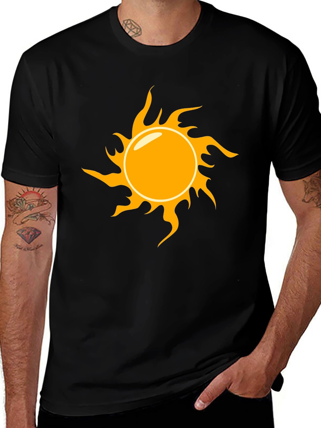 Sun Graphic Black T-Shirt - Stylish & Casual