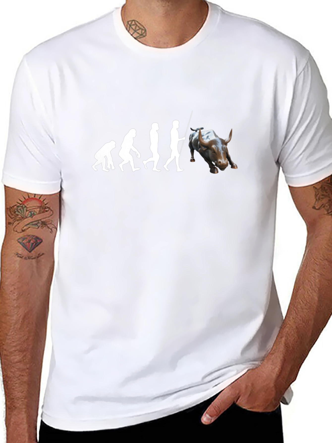 Evolution of the Wall Street Bull Black T-Shirt