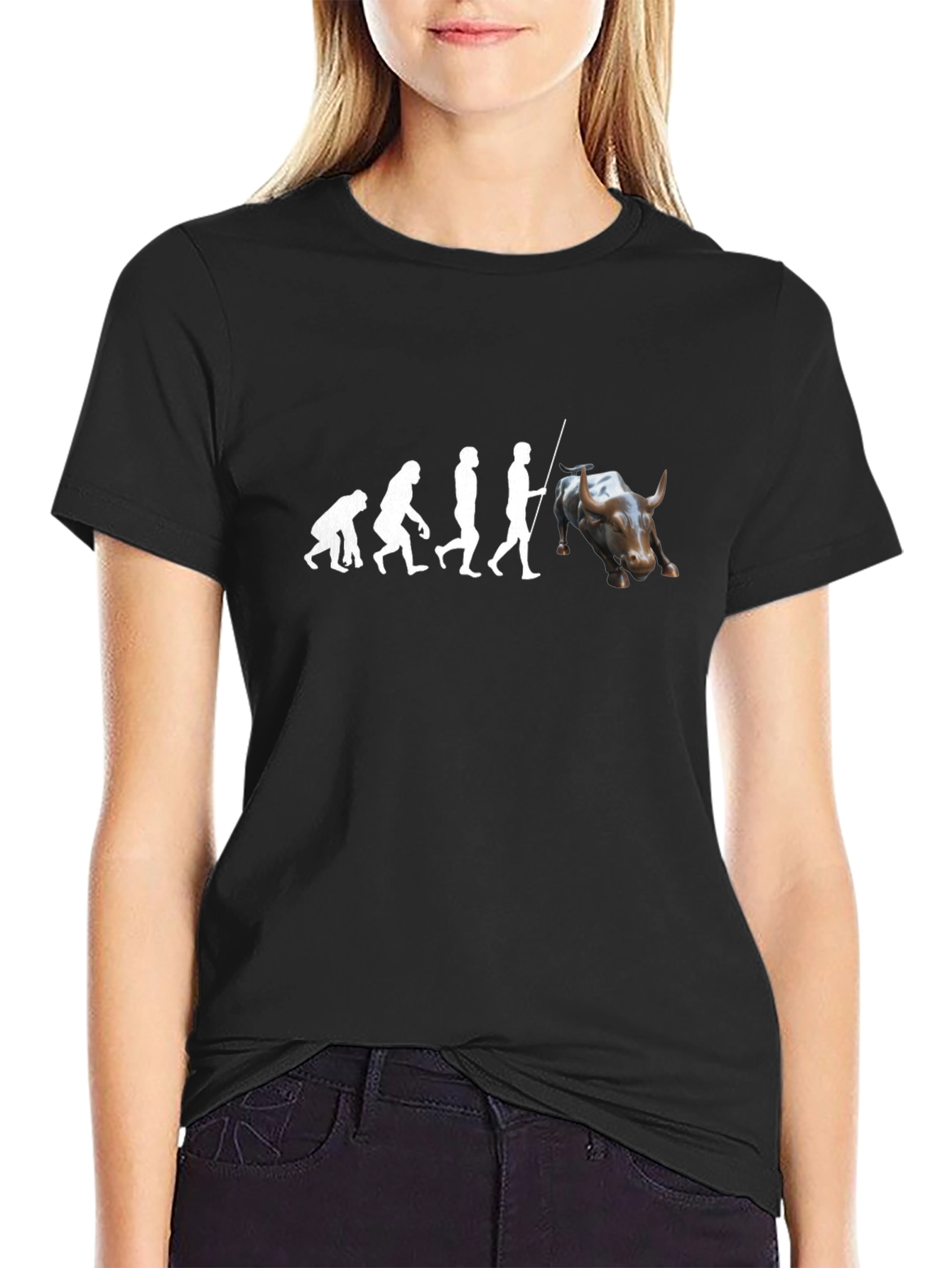 Evolution of the Wall Street Bull Black T-Shirt