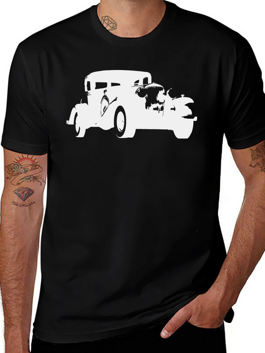 Vintage Car Graphic Tee - Cool Black T-Shirt
