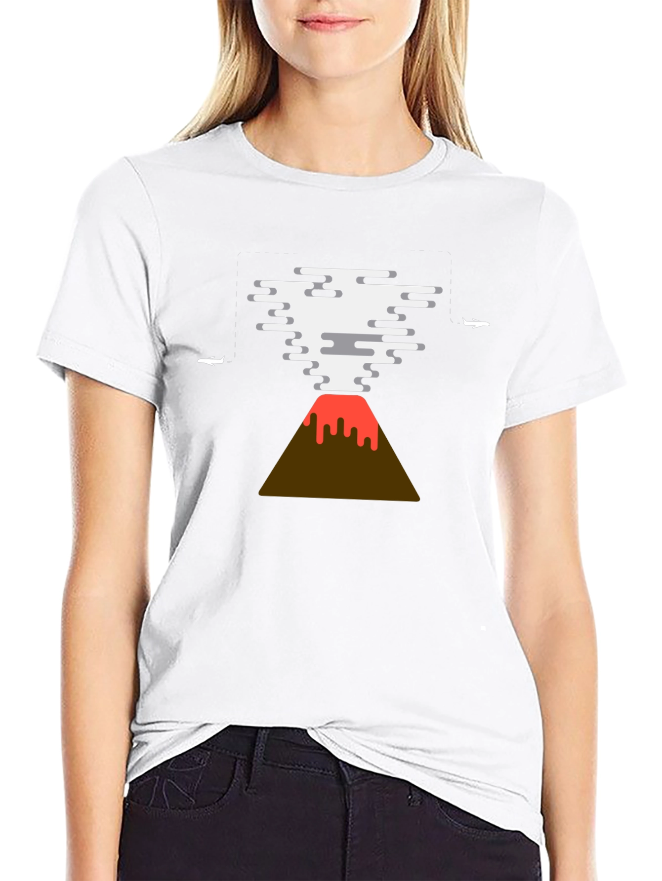 Volcano Plane Graphic Tee - Unique Design
