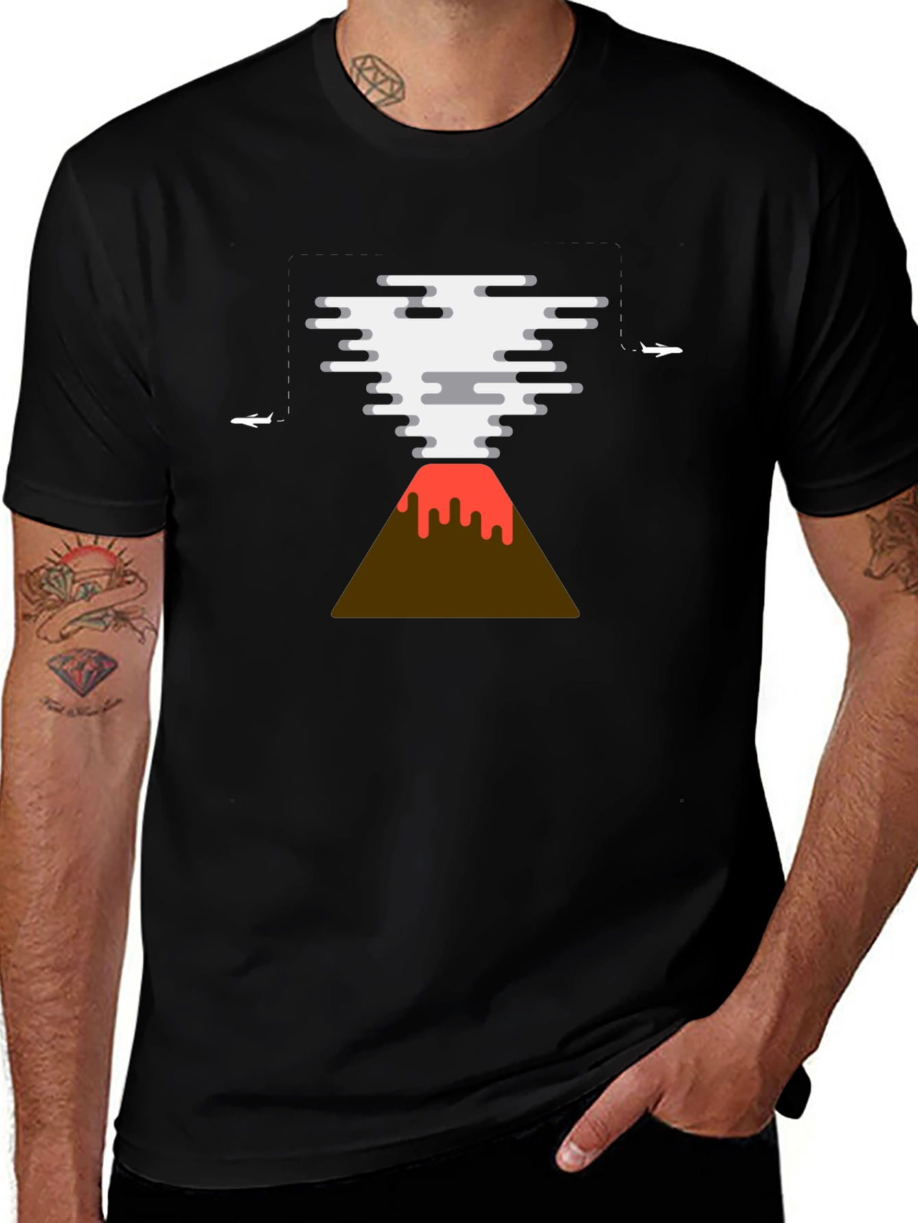 Volcano Plane Graphic Tee - Unique Design