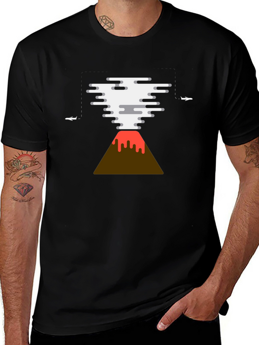 Volcano Plane Graphic Tee - Unique Design