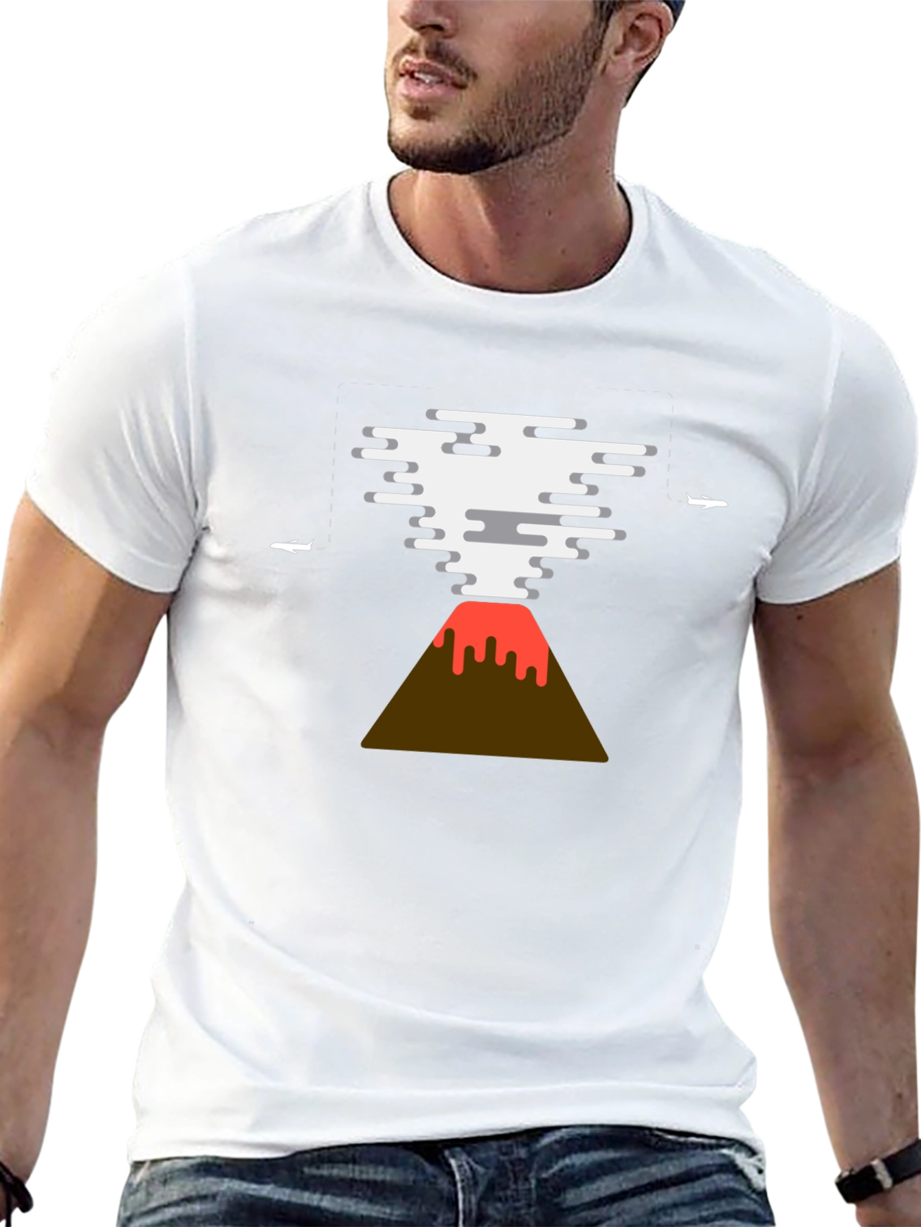 Volcano Plane Graphic Tee - Unique Design