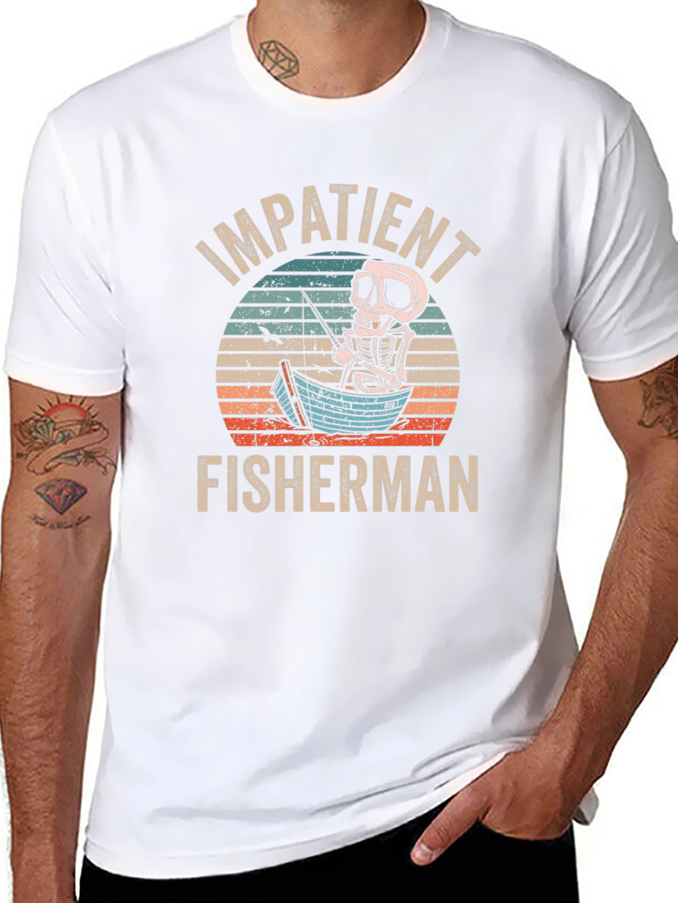 Impatient Fisherman Skeleton Graphic T-Shirt