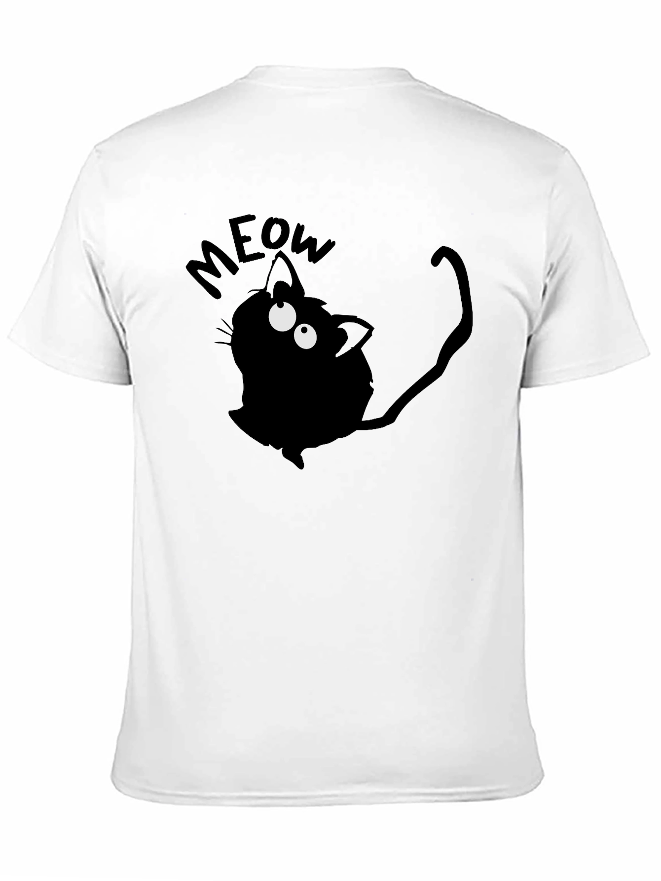 Meow Cat Graphic Tee - Mens Black T-Shirt