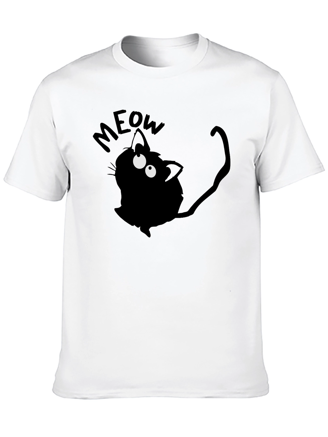 Meow Cat Graphic Tee - Mens Black T-Shirt