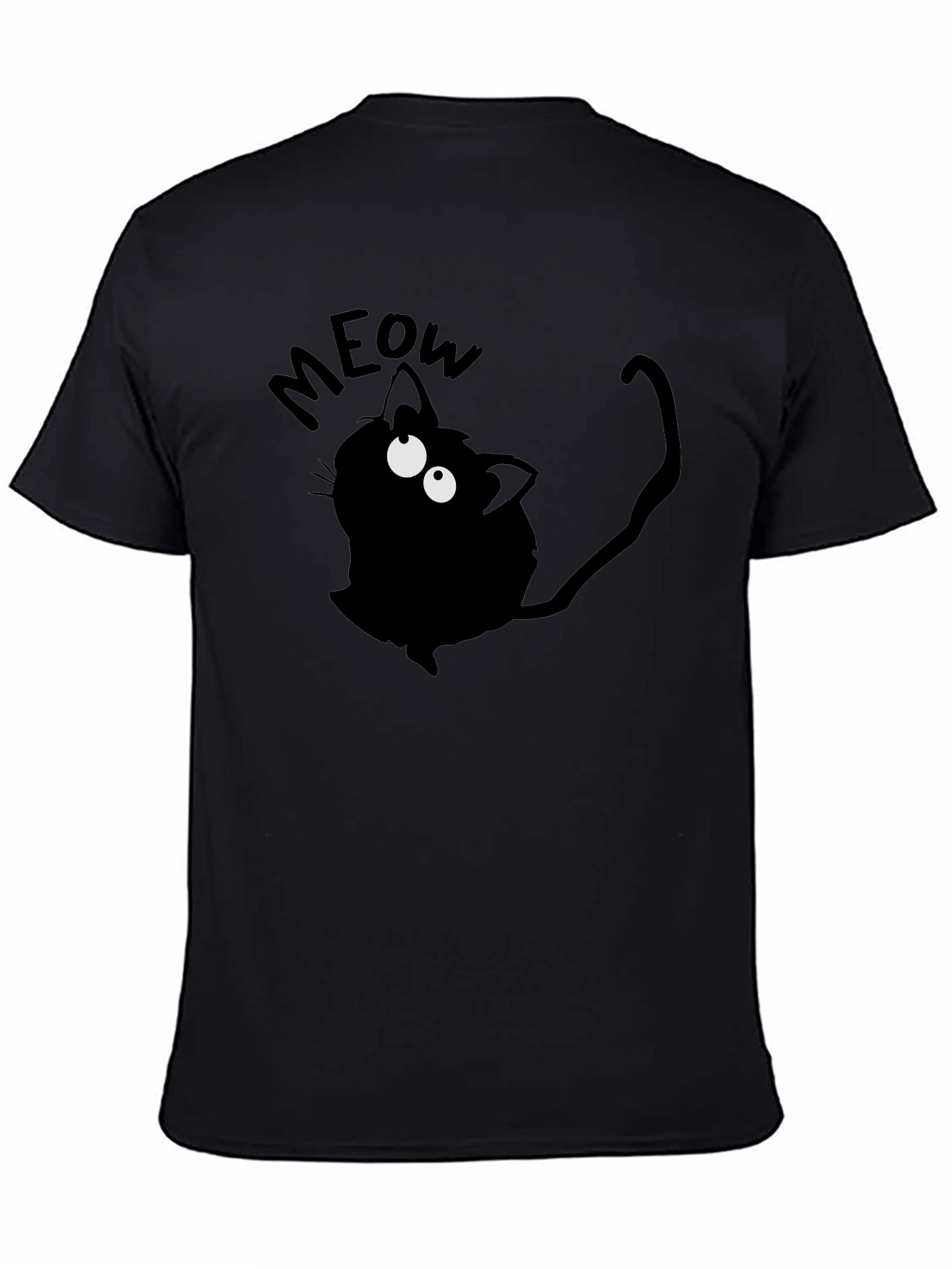 Meow Cat Graphic Tee - Mens Black T-Shirt
