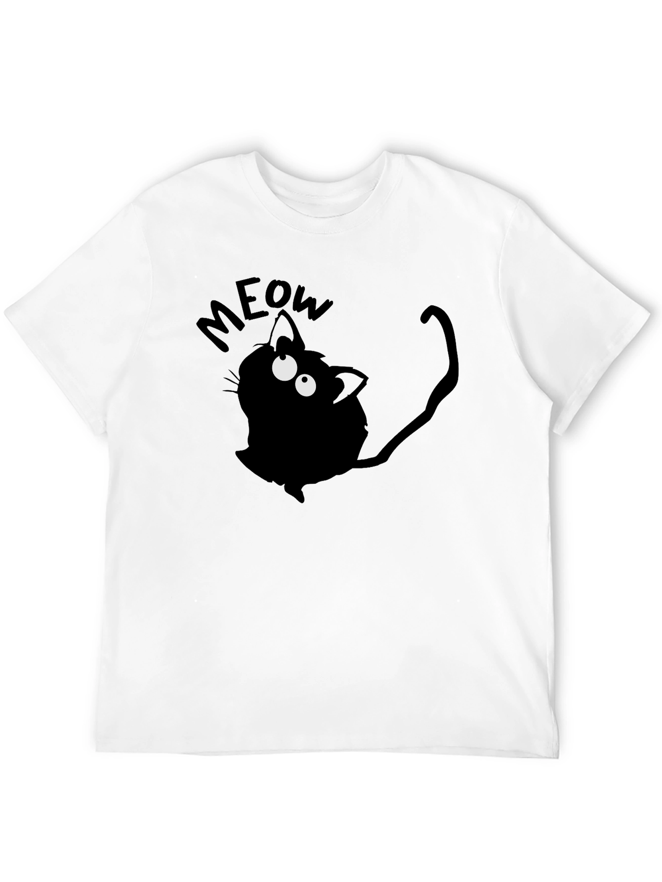 Meow Cat Graphic Tee - Mens Black T-Shirt