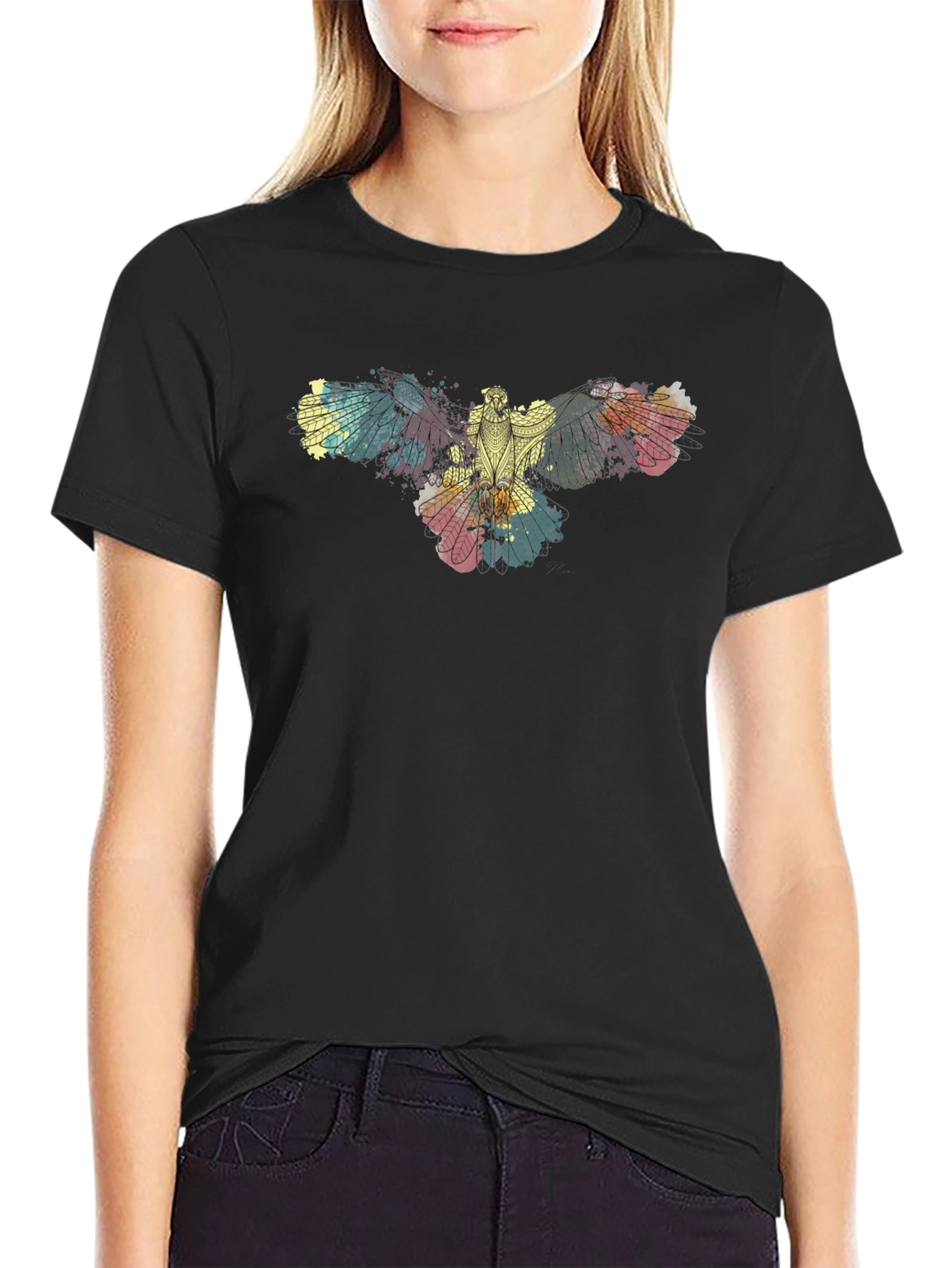 Abstract Eagle Graphic Black T-Shirt