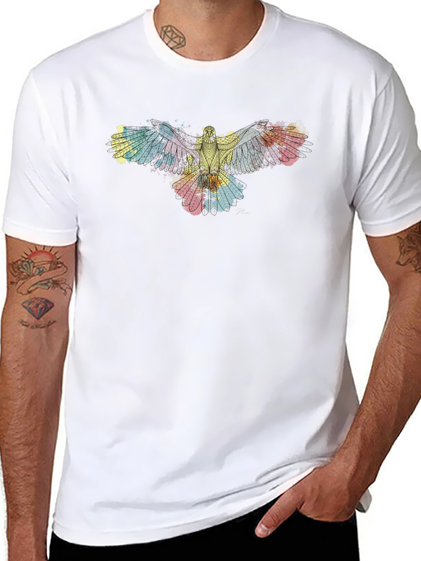 Abstract Eagle Graphic Black T-Shirt